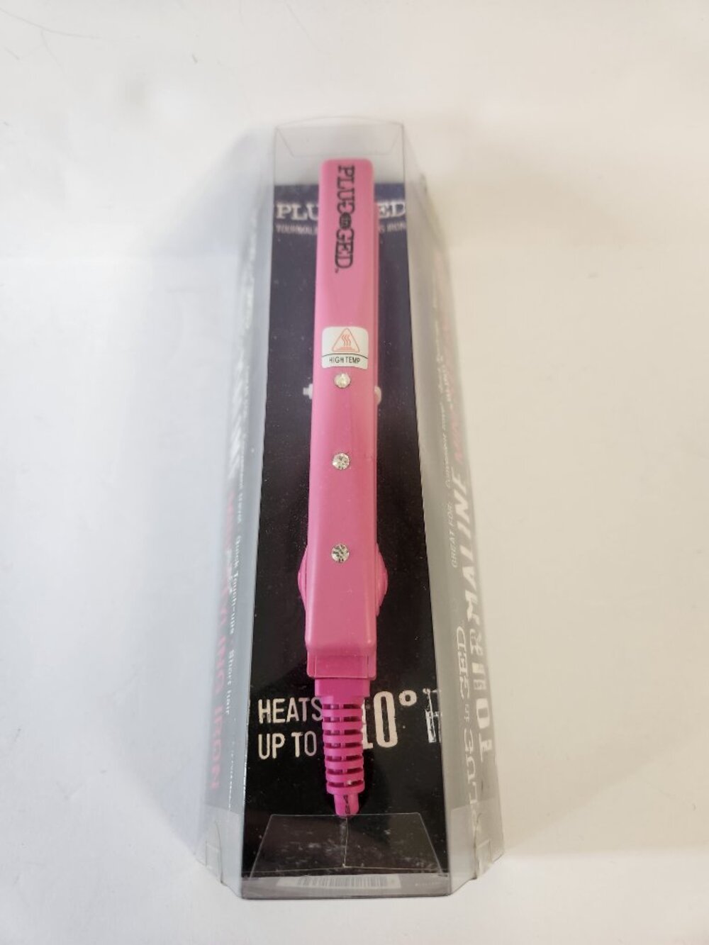 Plugged In Tourmaline Mini Styling Iron 680605 Ionic Ceramic Pink 6" Long New